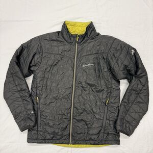 Eddie Bauer First Ascent Pertex Quantum Reversible Men M Grey Yellow Puffer Coat